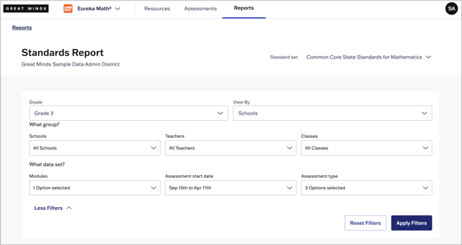 Admin-Standards-Report-Filters