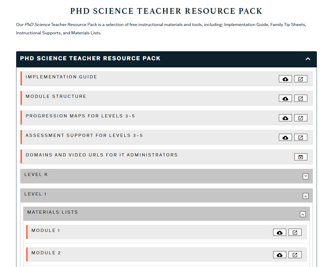 Teacher Resource Pack offerings